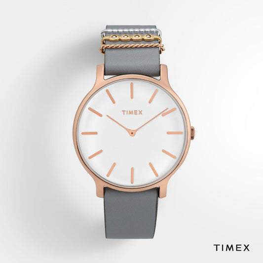 TIMEX Weekender Fairfield TW2T45400 - Edelstahl rosegold - Lederband - ⌀38mm