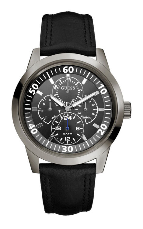 GUESS W10584G1 NEWPORT Herrenuhr Lederband schwarz