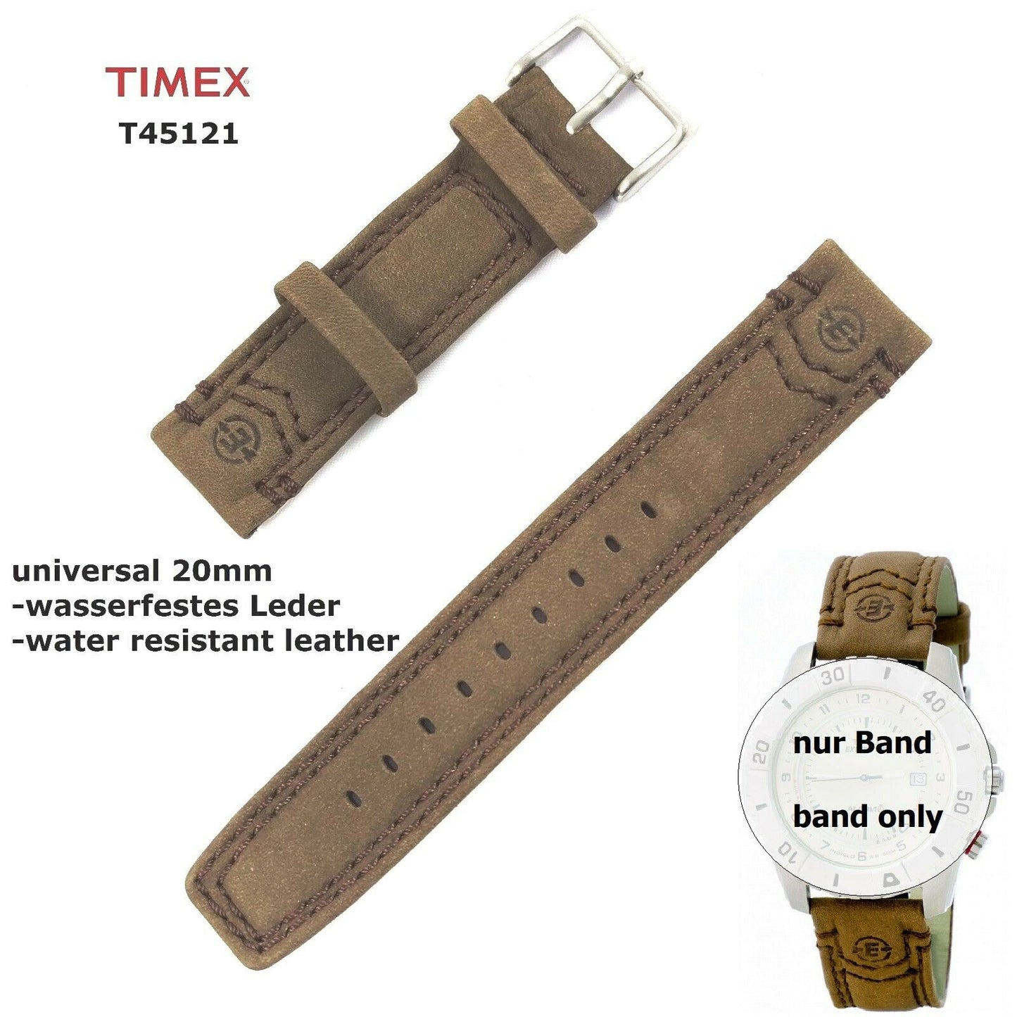 TIMEX Ersatzarmband T45121 EXPEDITION Easy Set Alarm  20mm universal wasserfest