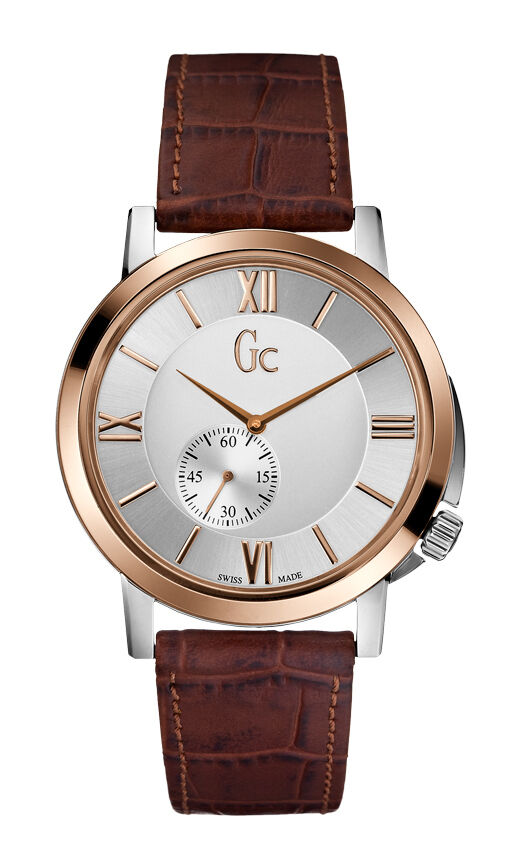 GUESS Gc Slimclass X59001G1S Herrenuhr - dünnes Edelstahlgehäuse, Lederarmband