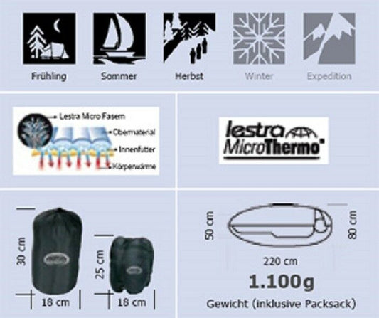 lestra Missouri Schlafsack TREKKING Mumienschlafsack Innenmaterial lederähnlich