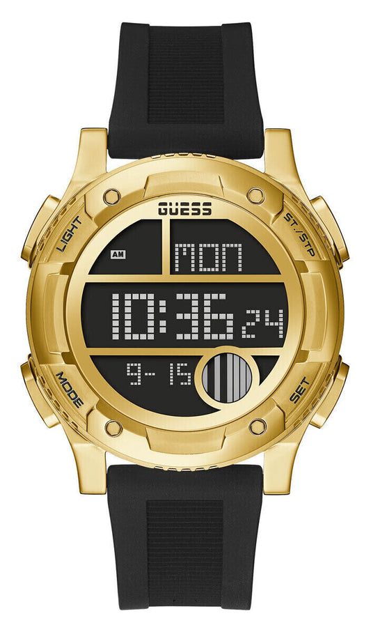 Guess Zip Digital GW0272G2 - Herrenuhr - 45mm - Silikonband - 50m - schwarz/gold