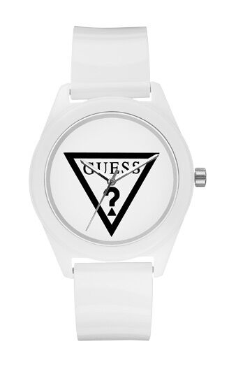 GUESS W65014L1 LIP GLOSS Damenuhr Patent-Lederband weiß