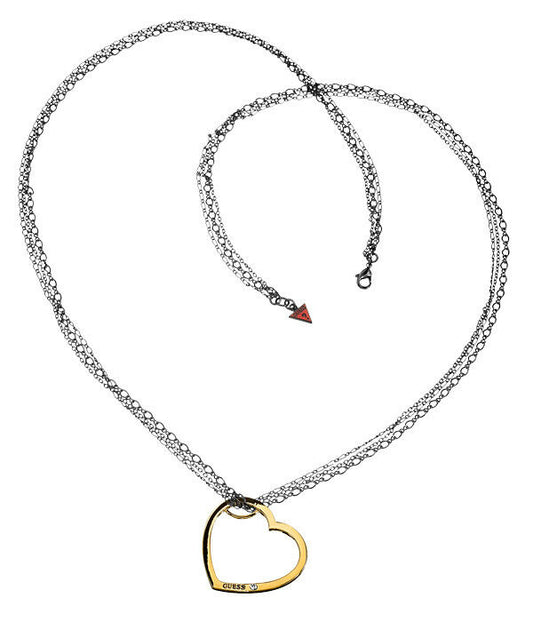 GUESS Halskette / Collier UBN81007 Herz-Serie schwarz versilbert