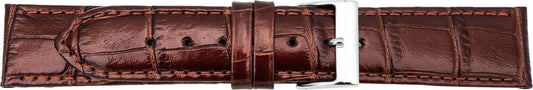 Lederuhrarmband Krokoprägung goldbraun - 20mm Anstoß - Kalbsleder - Ersatzband