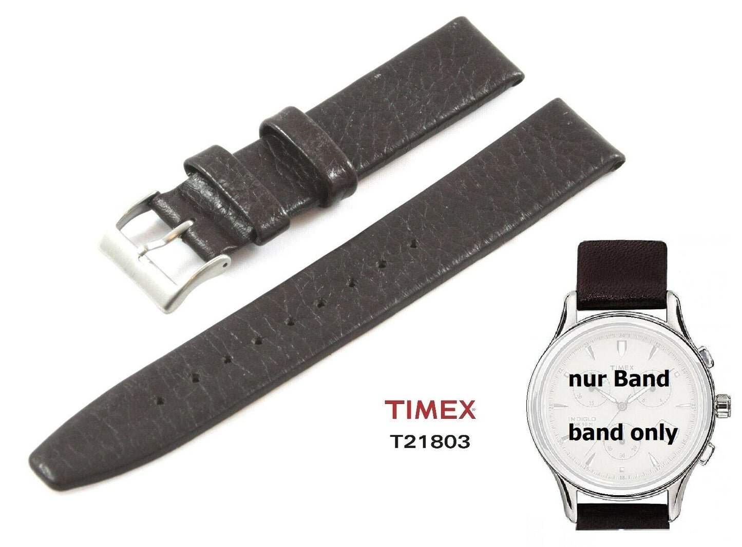 Timex Ersatzarmband T21803 Classic Chronograph - Universal Ersatzband 18mm Leder