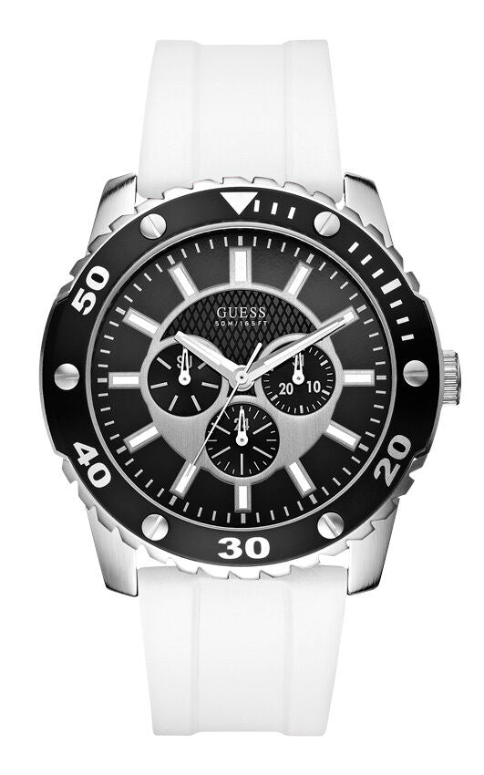 GUESS W10616G2 XL WEB HerrenUhr Analog Quarz Silikonband weiß