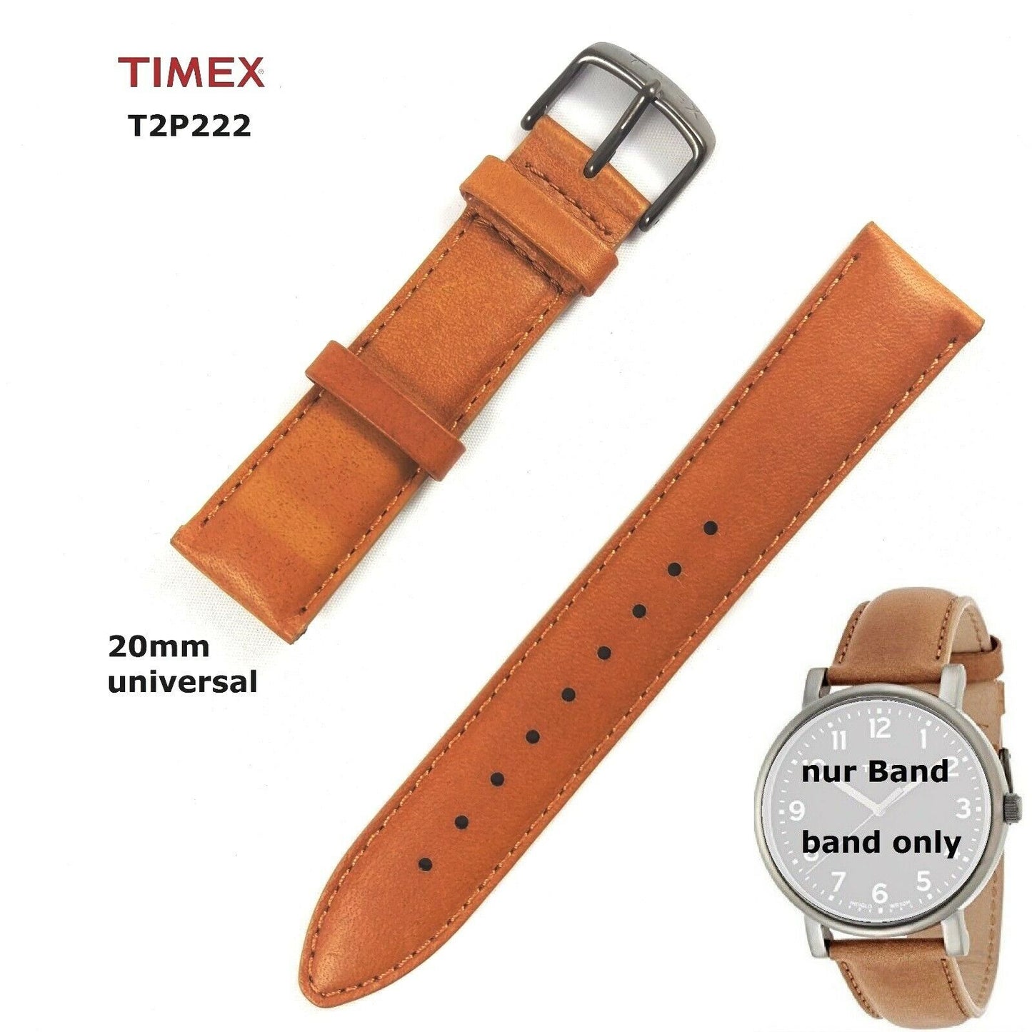TIMEX Ersatzarmband T2P222 Originals Classic- Ersatzband Original 20mm universal
