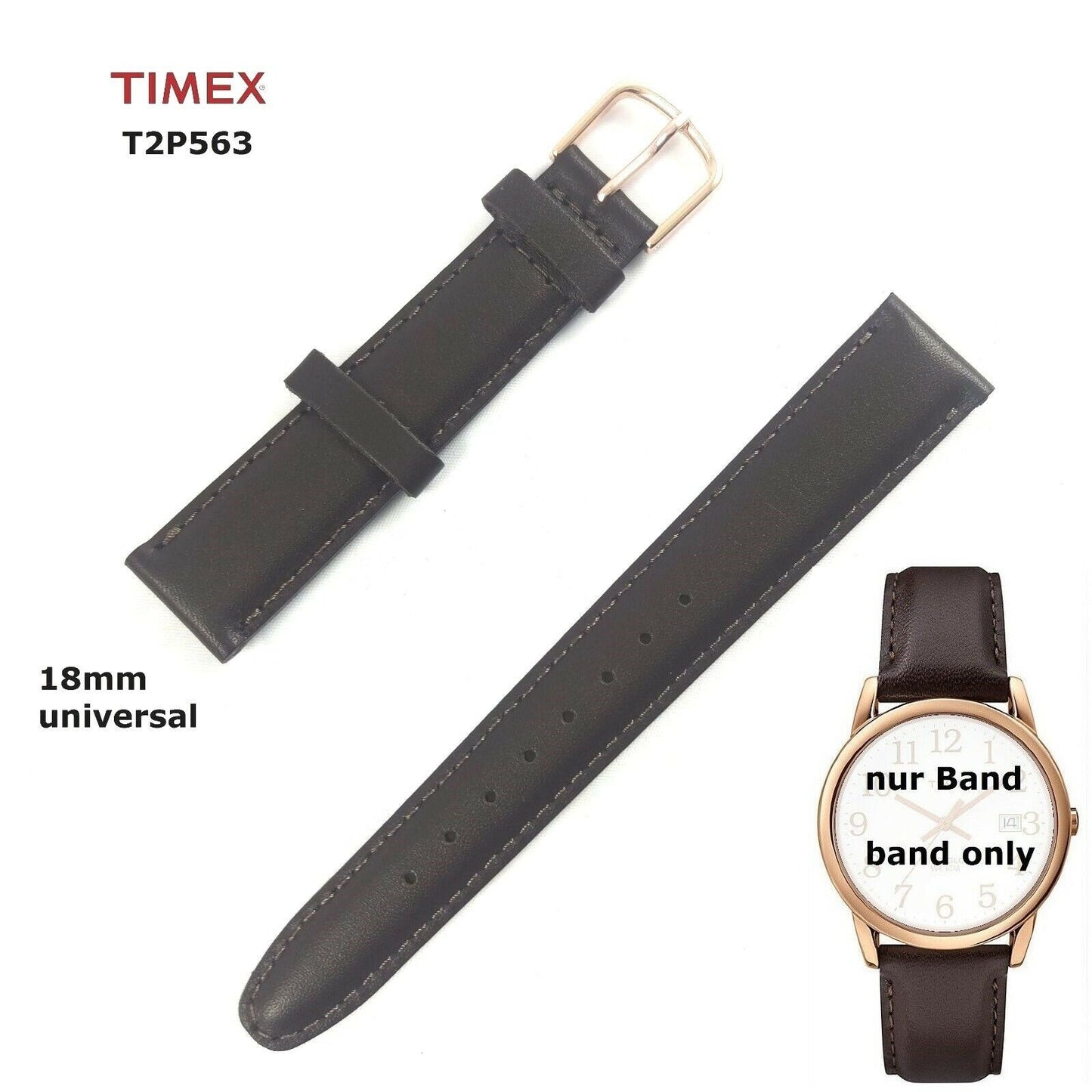 TIMEX Ersatzarmband T2P563 Easy Reader Herren- 18mm - passt universal - Leder