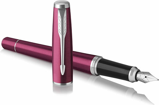 Parker Urban Vibrant Magenta Chrome Trim - Fountain Pen medium + 2x Patrone blau