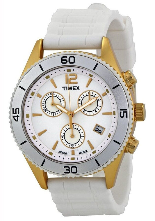 TIMEX Damenuhr Modern Originals Sport Chronograph T2N827 - Damen Mode weiß gold