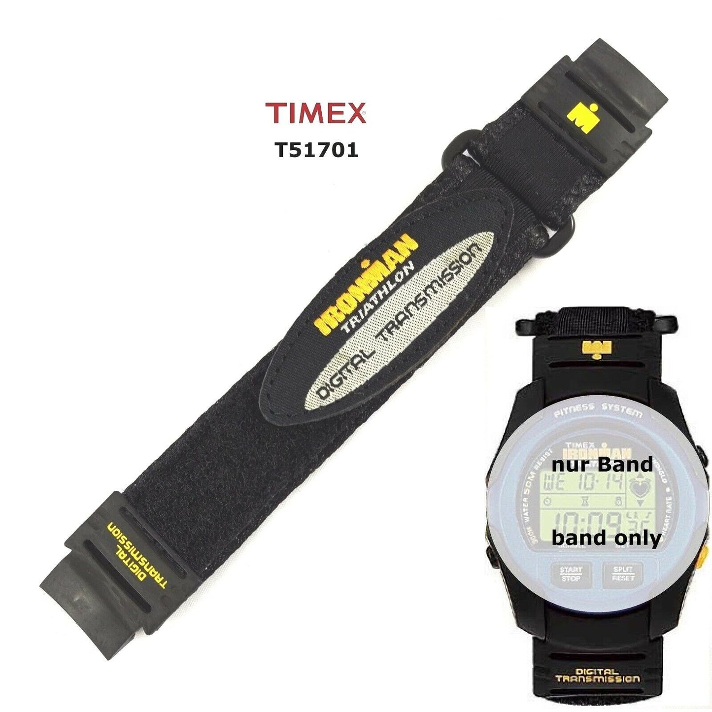 Timex Ersatzarmband T51701 IronMan Triathlon Heart Rate Monitor Fitness 20/25 mm