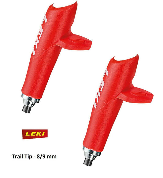 LEKI Trail Tip rot (1 Paar) - weißes Leki Logo- zum Auswechseln mit Anleitung
