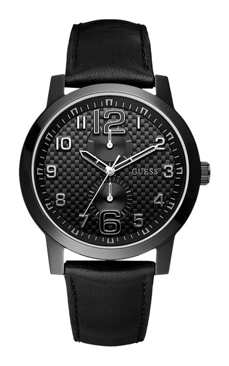 GUESS W95111G1 LIGHTS OUT Herrenuhr Lederband schwarz