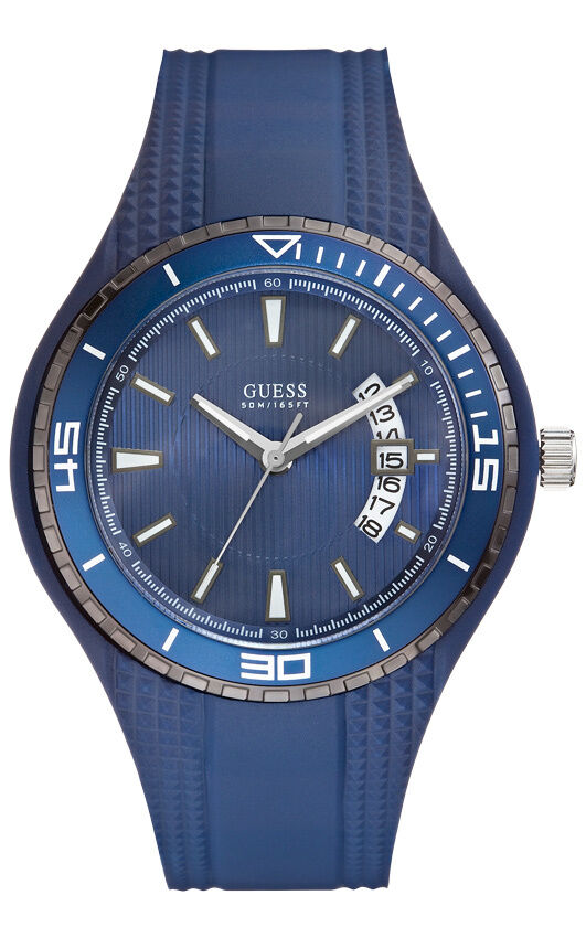 GUESS W95143G4 FIN Herrenuhr Silikonband dunkelblau