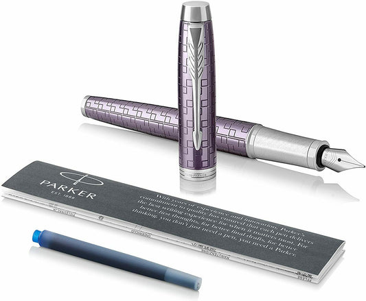 Parker IM Premium Dark Violet Chrome Trim - Füllfederhalter - M - 2x Tinte blau