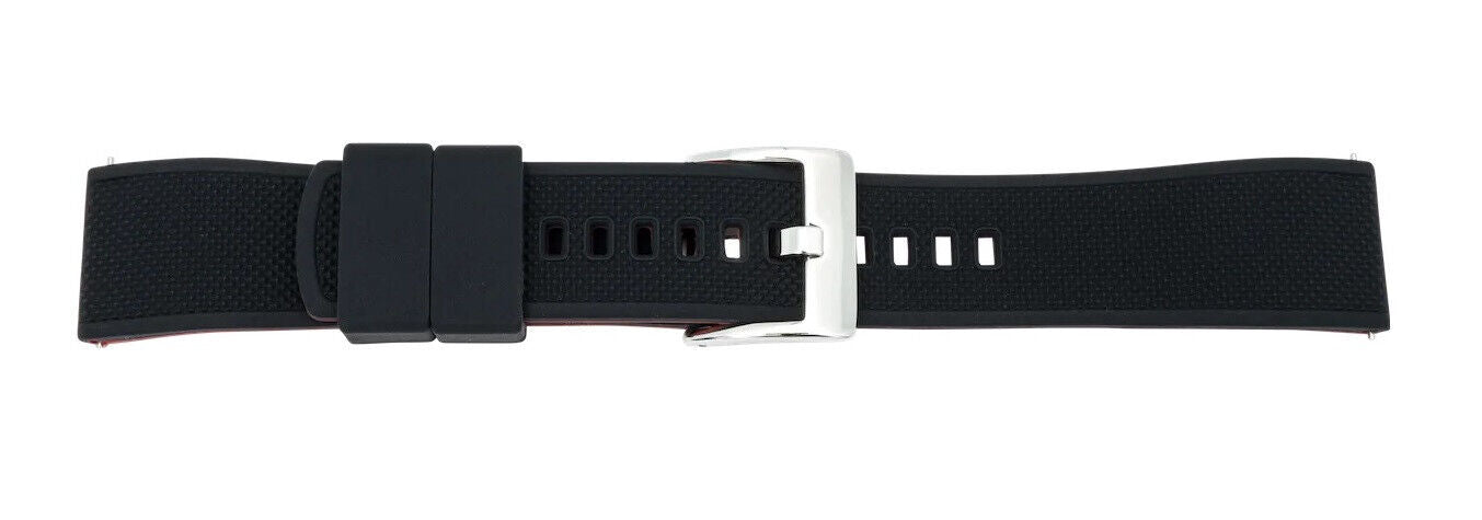 Pebro Uhren Ersatzarmband Silikon schwarz/rot 20mm mit Quick-Release Federstegen