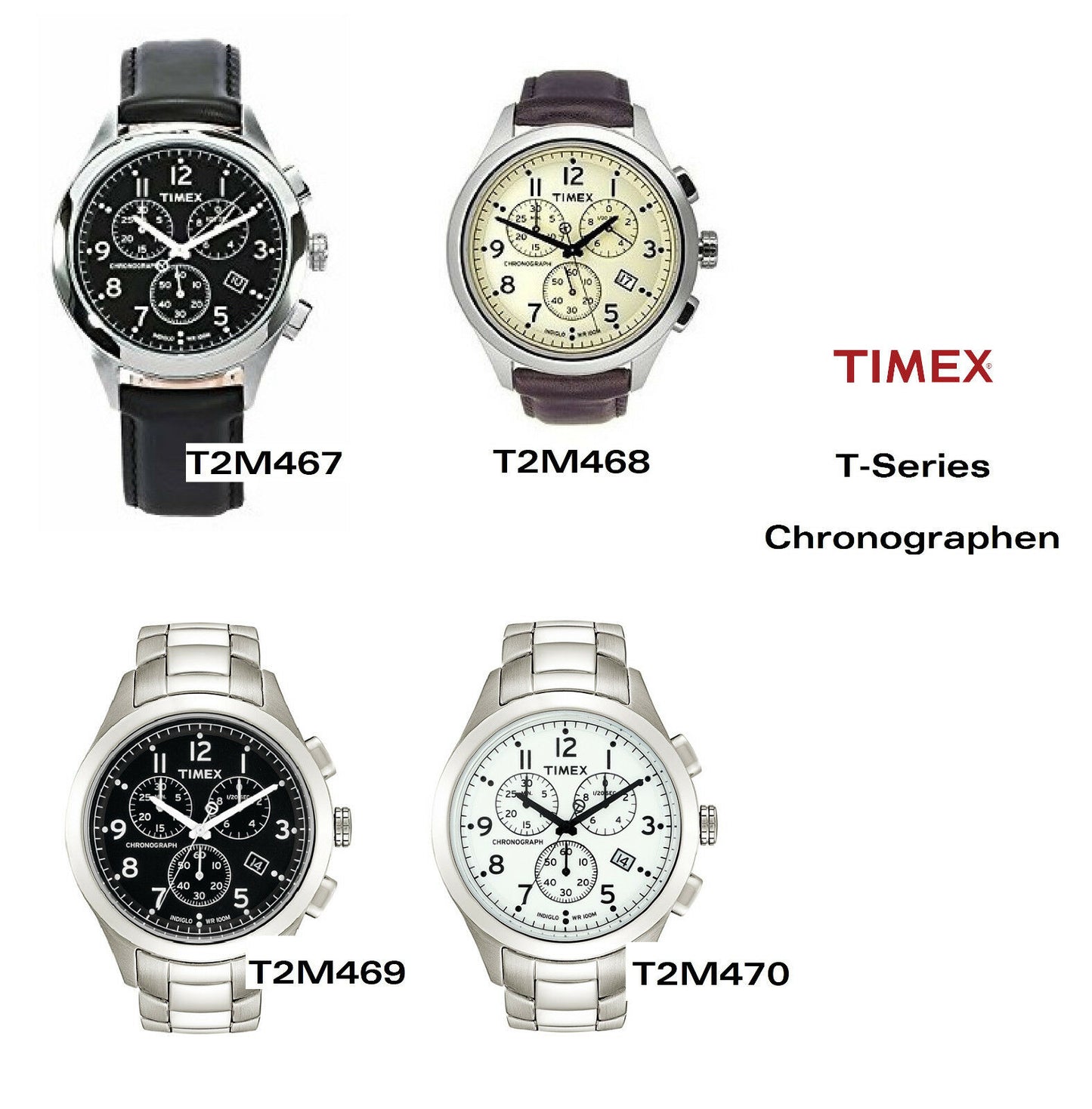 TIMEX Ersatzarmband T2M467 T-Series Chronograph 20mm Ersatzband Leder Uhrenband