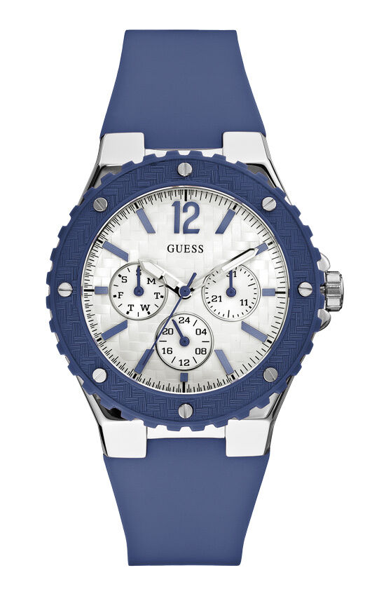 GUESS W90084L3 OVERDRIVE Damenuhr Silikonband marineblau