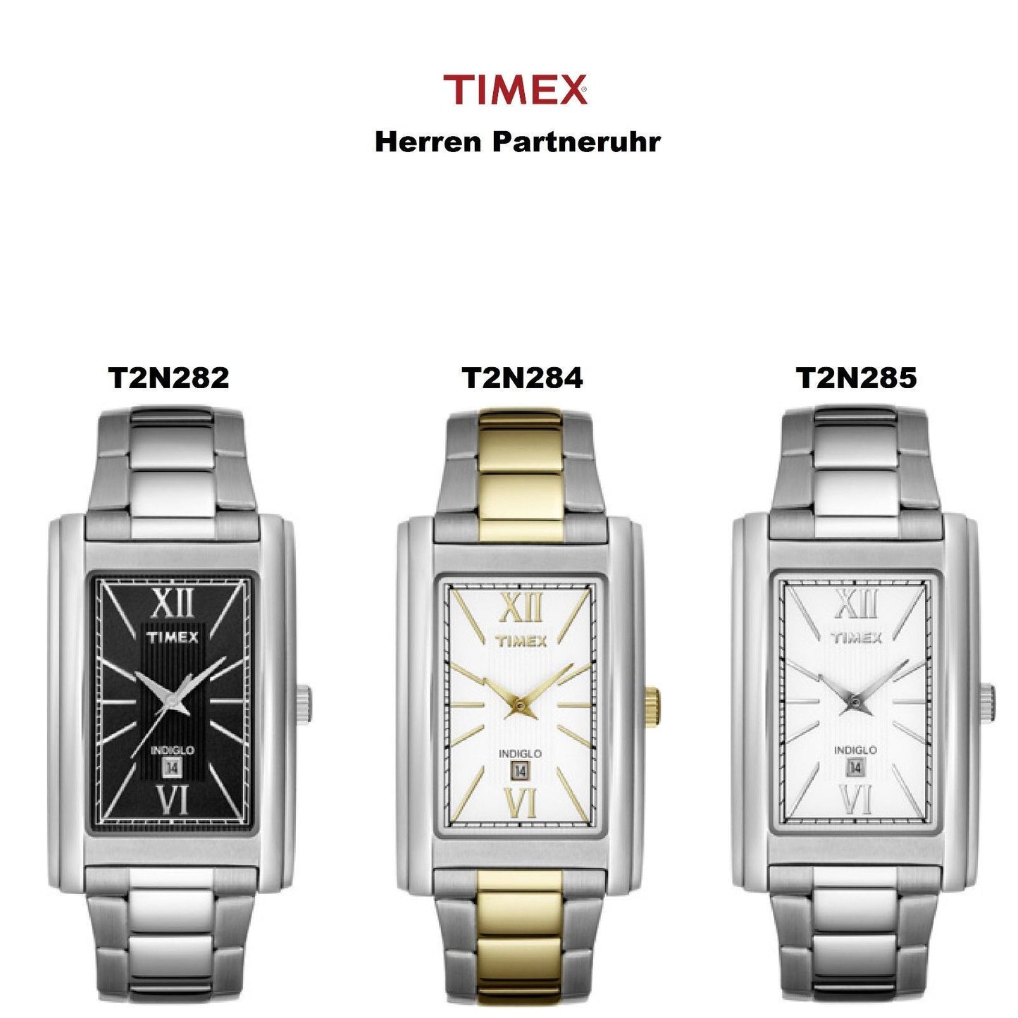 Timex Ersatzarmband T2N282 & T2N285 Herren Partneruhr - Edelstahl - passt T2N284