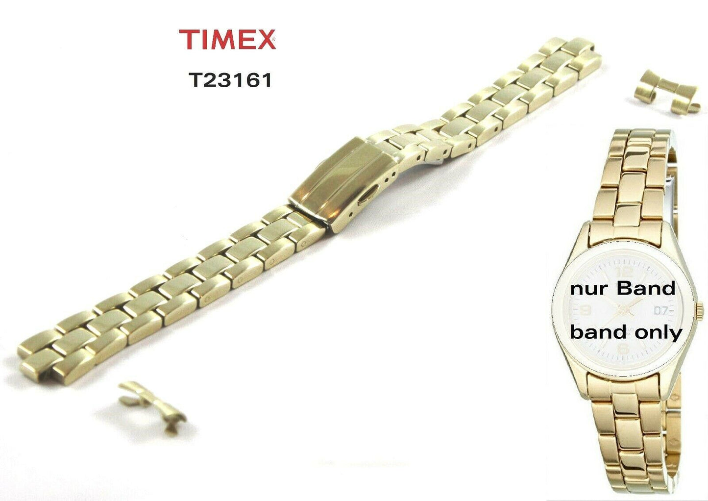 Timex Ersatzarmband T23161 Classic Ersatzband Edelstahl - 12 mm - Länge 16,5 cm