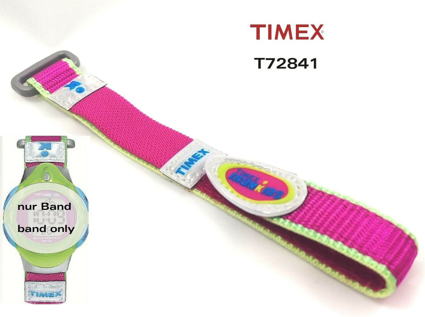 Timex Ersatzband T72841 Ironkids Kinderuhr - Klettband stufenlos stellbar - 16mm