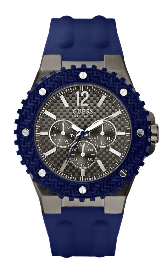 GUESS W11619G2 OVERDRIVE Herrenuhr Silikonband marineblau