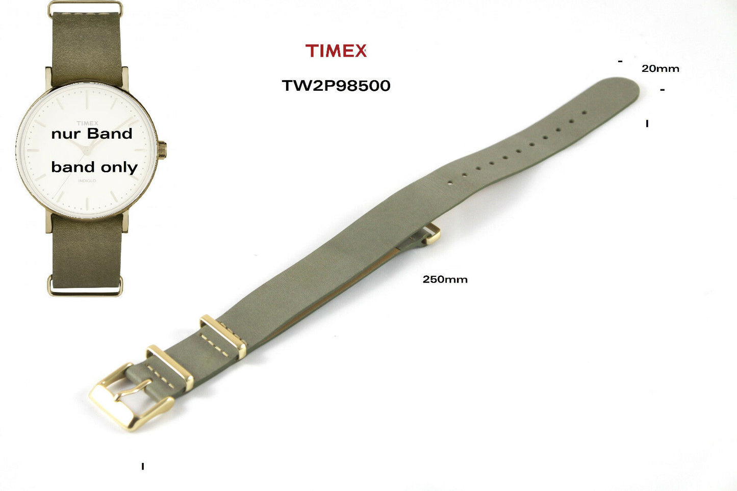 Timex Ersatzarmband TW2P98500 Weekender Fairfield Ersatzband 18mm Durchzugsband