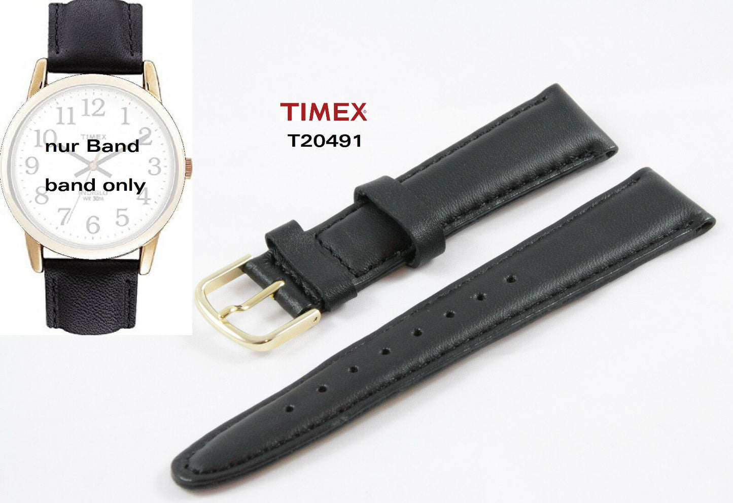 Timex Ersatzarmband T20491 Easy Reader Classics -  Ersatzband 18mm universal