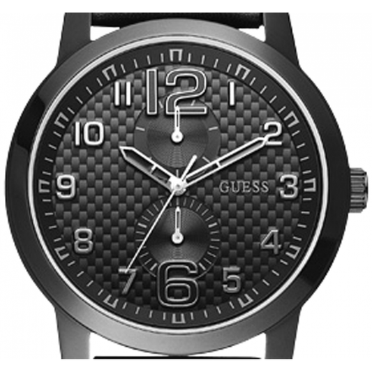 GUESS W95111G1 LIGHTS OUT Herrenuhr Lederband schwarz