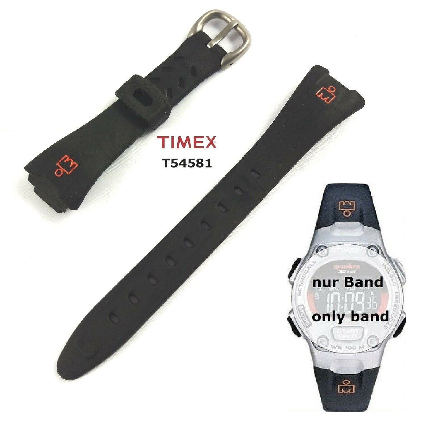 Timex Ersatzarmband für T54581 IronMan 30 lap - PU Ersatzband 10/14/20mm Silikon