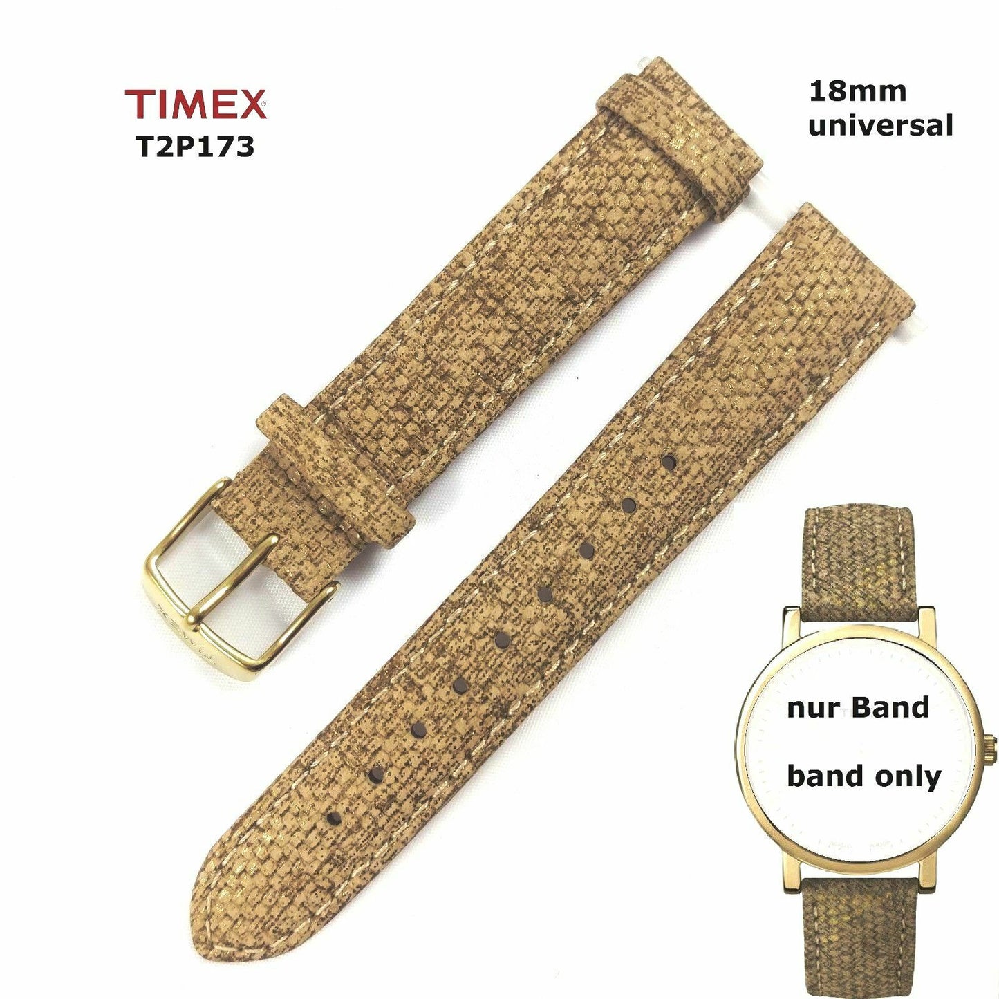TIMEX Ersatzarmband T2P173 Originals Classic Round - Ersatzband 18mm universal