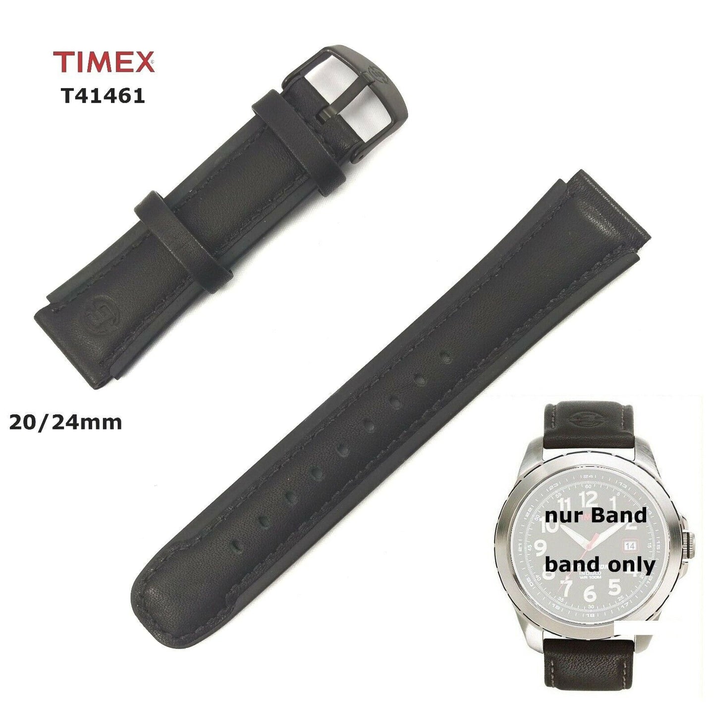 TIMEX Ersatzarmband T41461 EXPEDITION Metal Field - 20/24mm - wasserfest PU