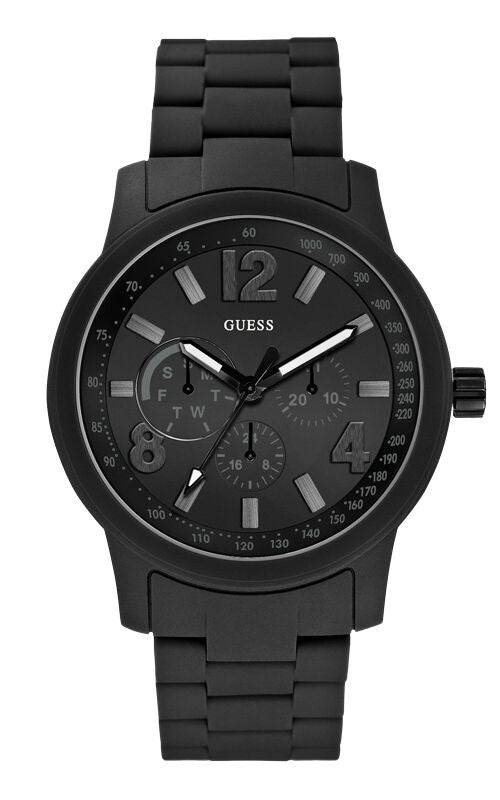 GUESS W0185G1 Herrenuhr Fox - Kunststoffband schwarz matt - sehr leicht