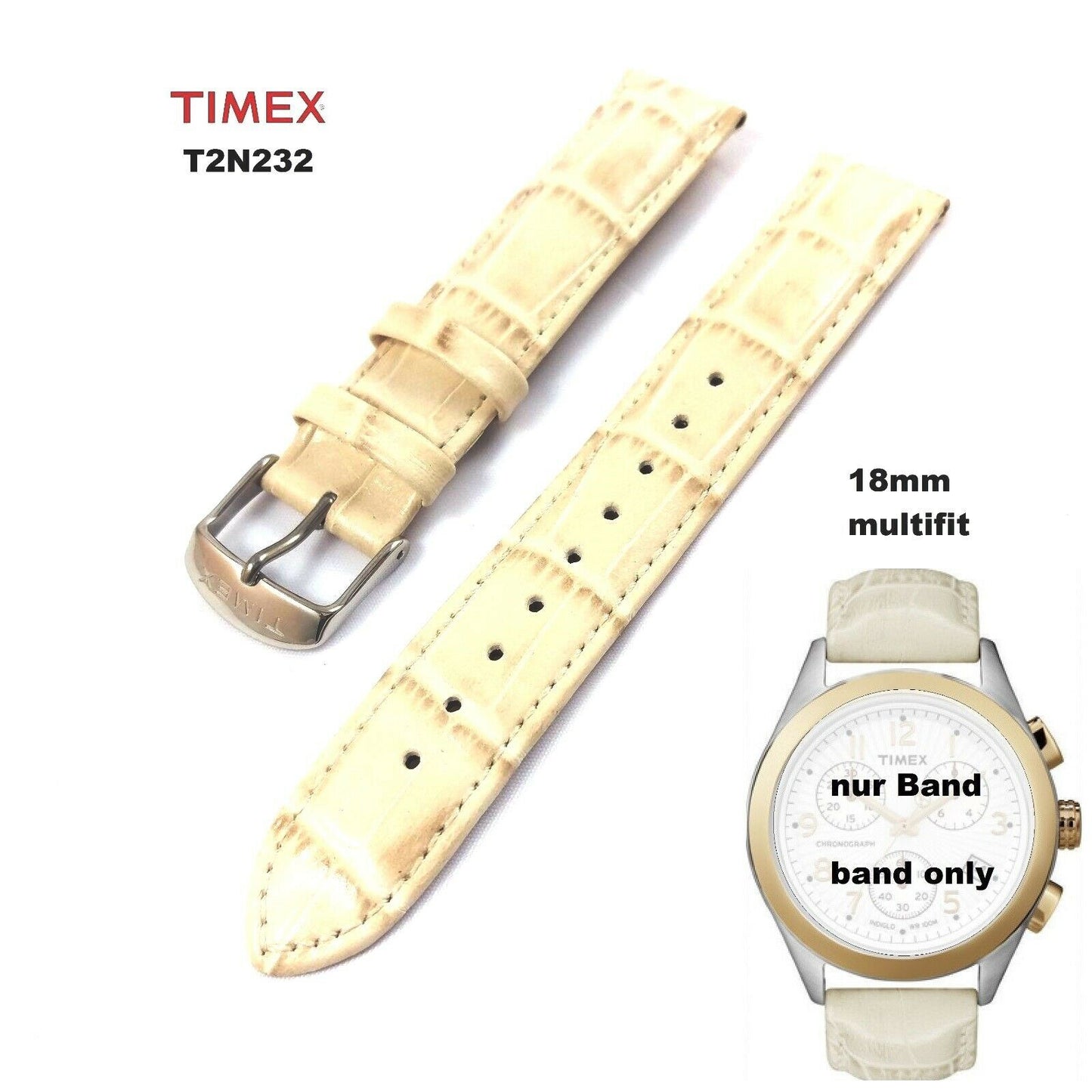 TIMEX Ersatzarmband T2N232 T-Series Damen Chronograph - 18mm multifit Ersatzband
