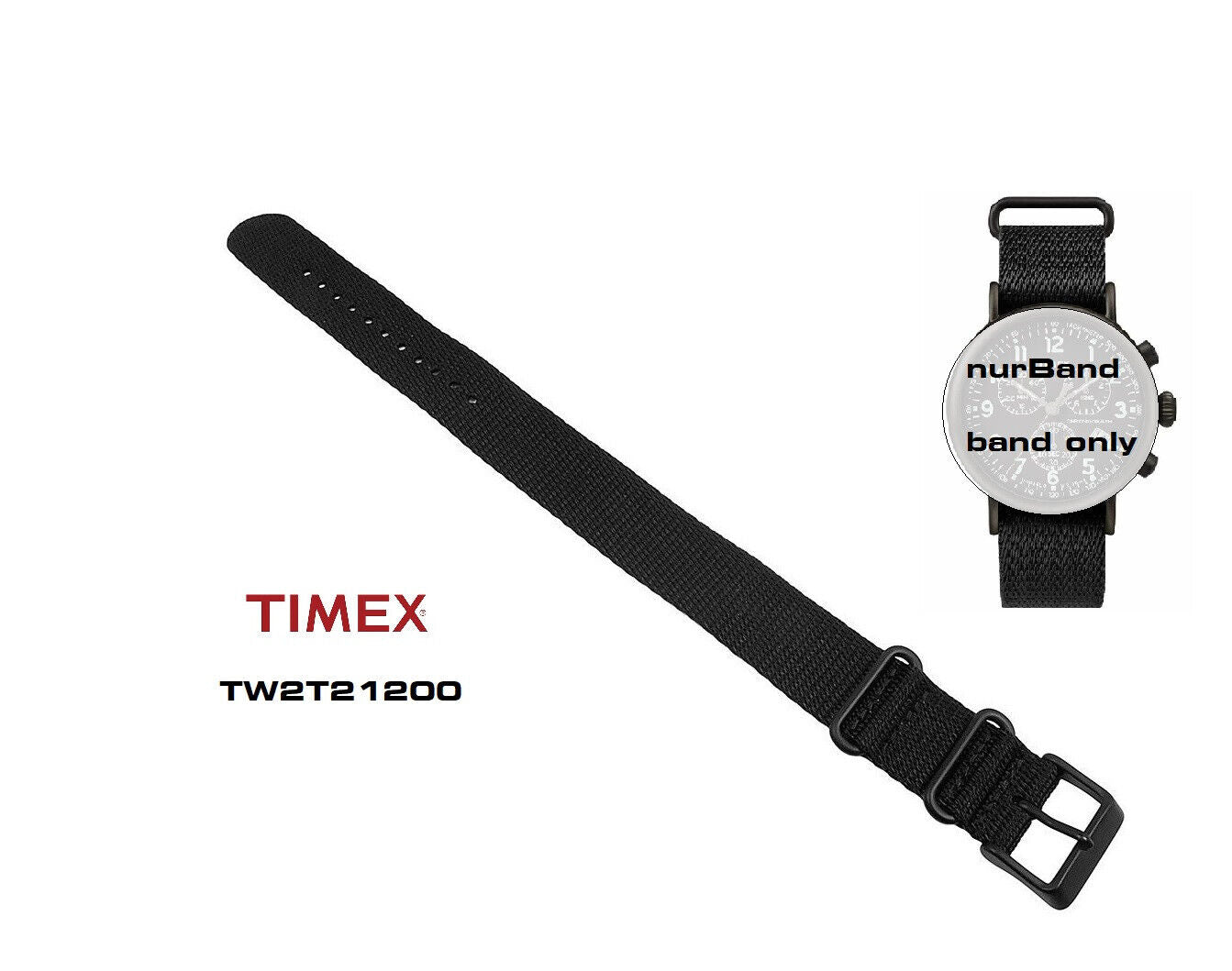 Timex Ersatzarmband TW2T21200 Chronograph Waterbury Standard 20mm Durchzugsband