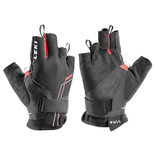 LEKI Nordic Breeze Shark Short - Walking & Skating Handschuhe - schwarz/rot/weiß