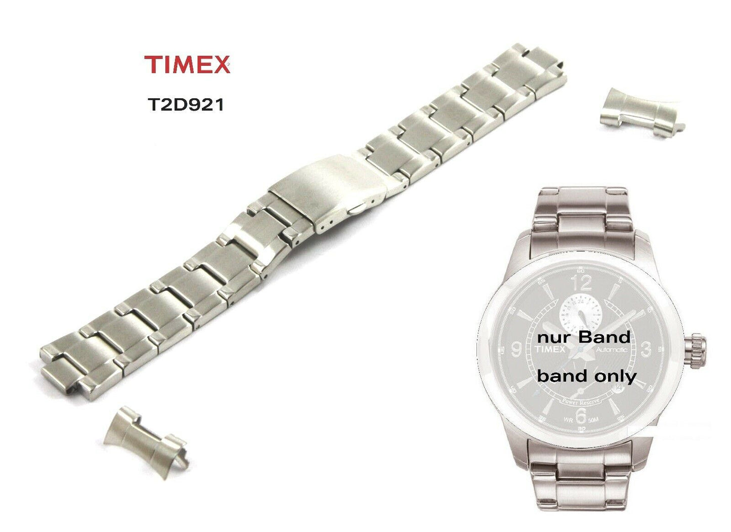 Timex Ersatzarmband T2D921 Automatic 20mm Ersatzband Stahl T2D951 T2D941 T2D931