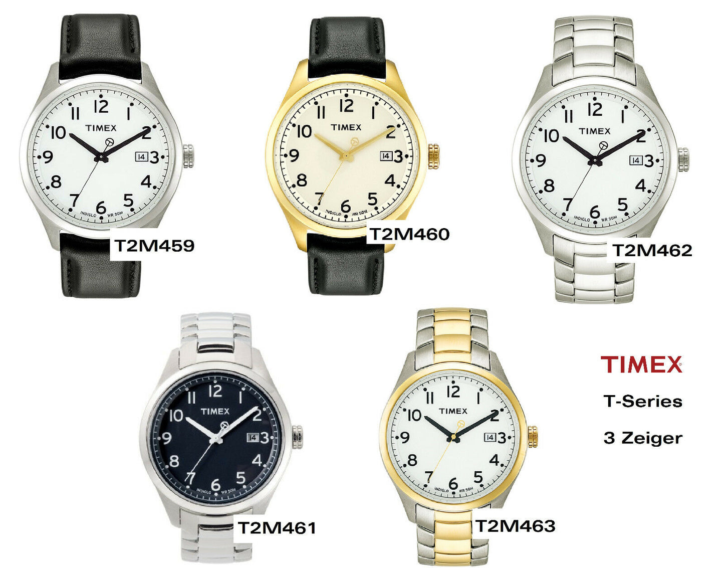 Timex Ersatzarmband T2M460 T-SERIES - passt T2M4665 T2M461 T2M462 T2M459 T2M464