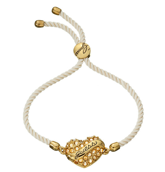 GUESS Handkette UBB21221 - vergoldetes Armband mit beigefarbener Textilkordel