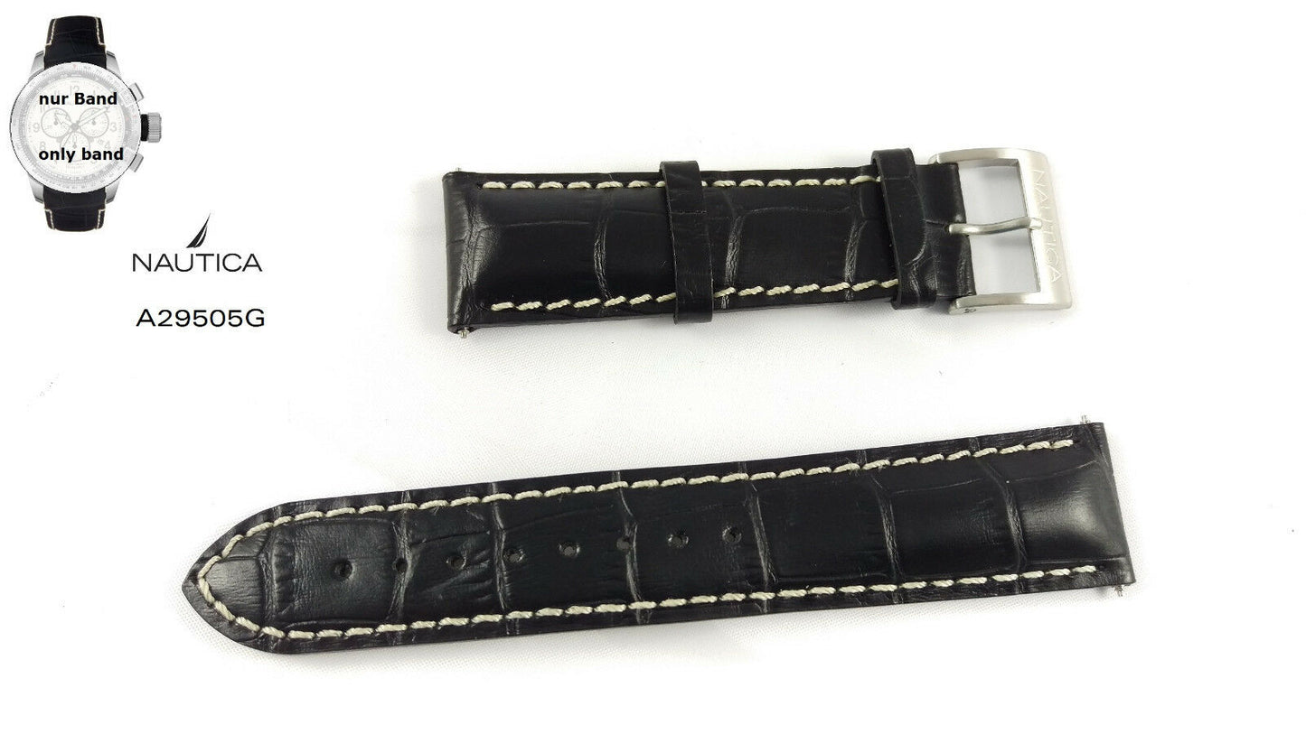 Nautica Ersatzband A29505G BFC Chrono - Uhrenarmband Leder schwarz - A29504G