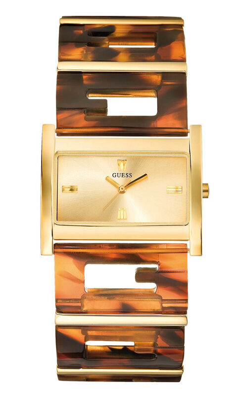 GUESS W13084L1 G STATUS Damenuhr Armband Hornoptik gold