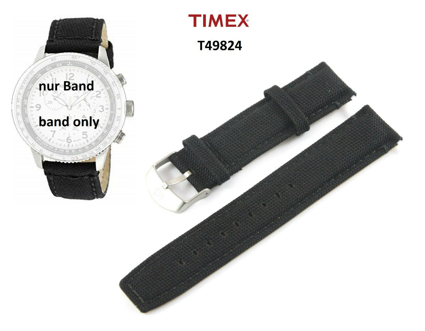 Timex Ersatzarmband T49824 Military Chrono Original Ersatzband - T49823 T2P286