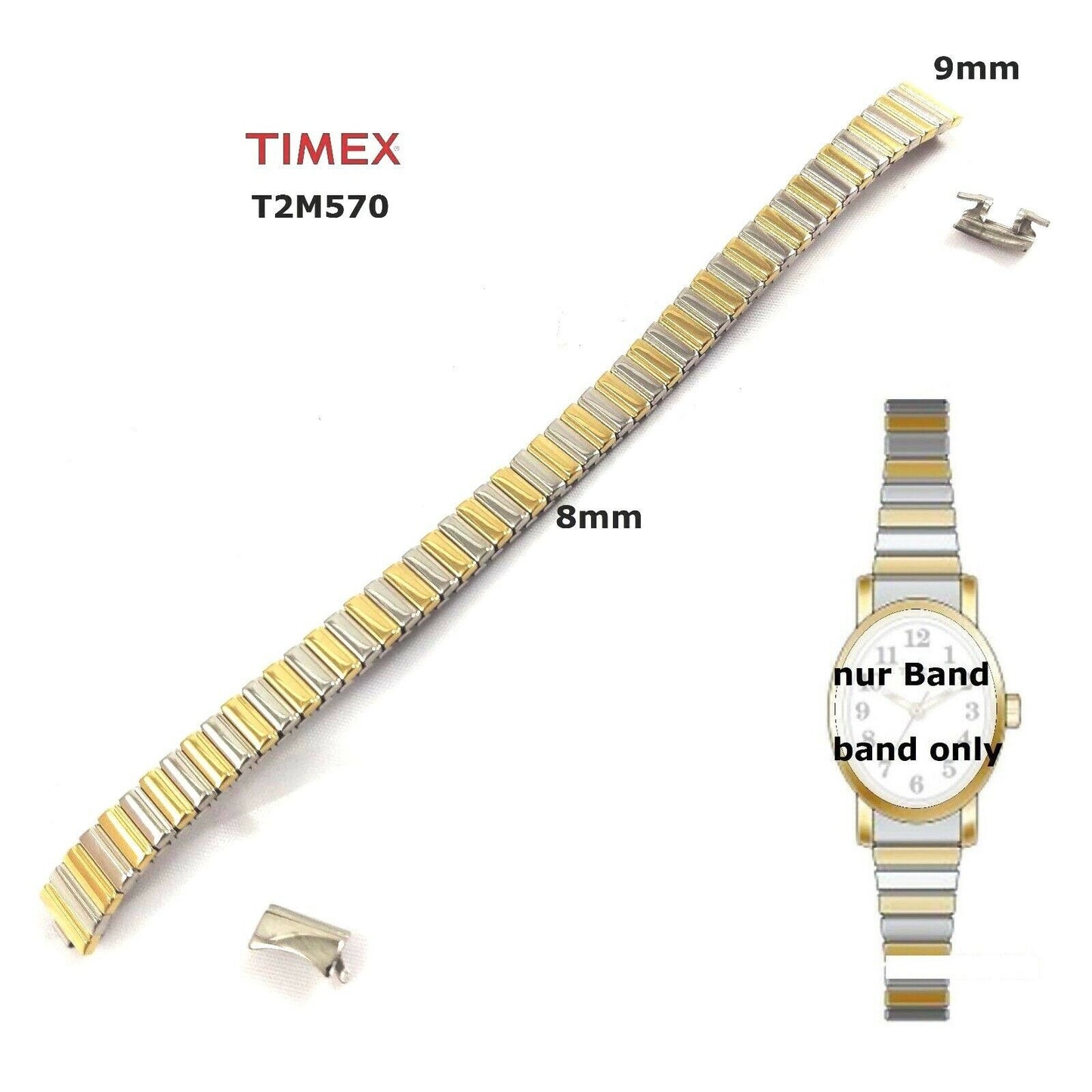 Timex Ersatzarmband für T2M570 Cavatina Damenuhr - Flexband - auch T2M568 T2M566