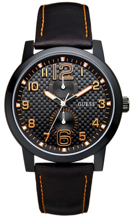 GUESS W95111G2 LIGHTS OUT Herrenuhr Lederband schwarz