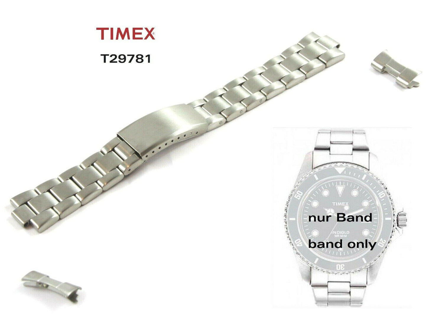 Timex Ersatzarmband T29781 & T15367 Classic Herren - Ersatzband 20mm Edelstahl