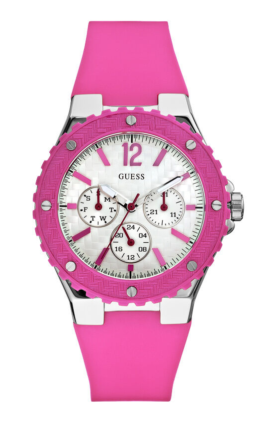 GUESS W90084L2 OVERDRIVE Damenuhr Silikonband Fuchsia