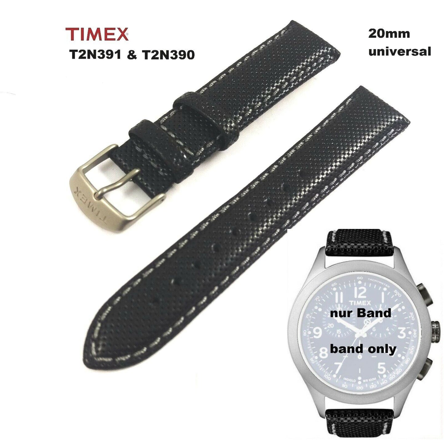 TIMEX Ersatzarmband T2N390 & T2N391 T-Series Racing Chronograph - 20mm multifit