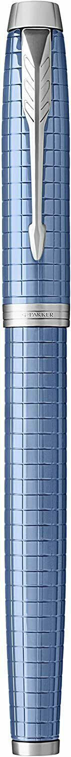 Parker IM Premium Blue Chrome Trim Fountain Pen Füllfederhalter M, 2x Tinte blau