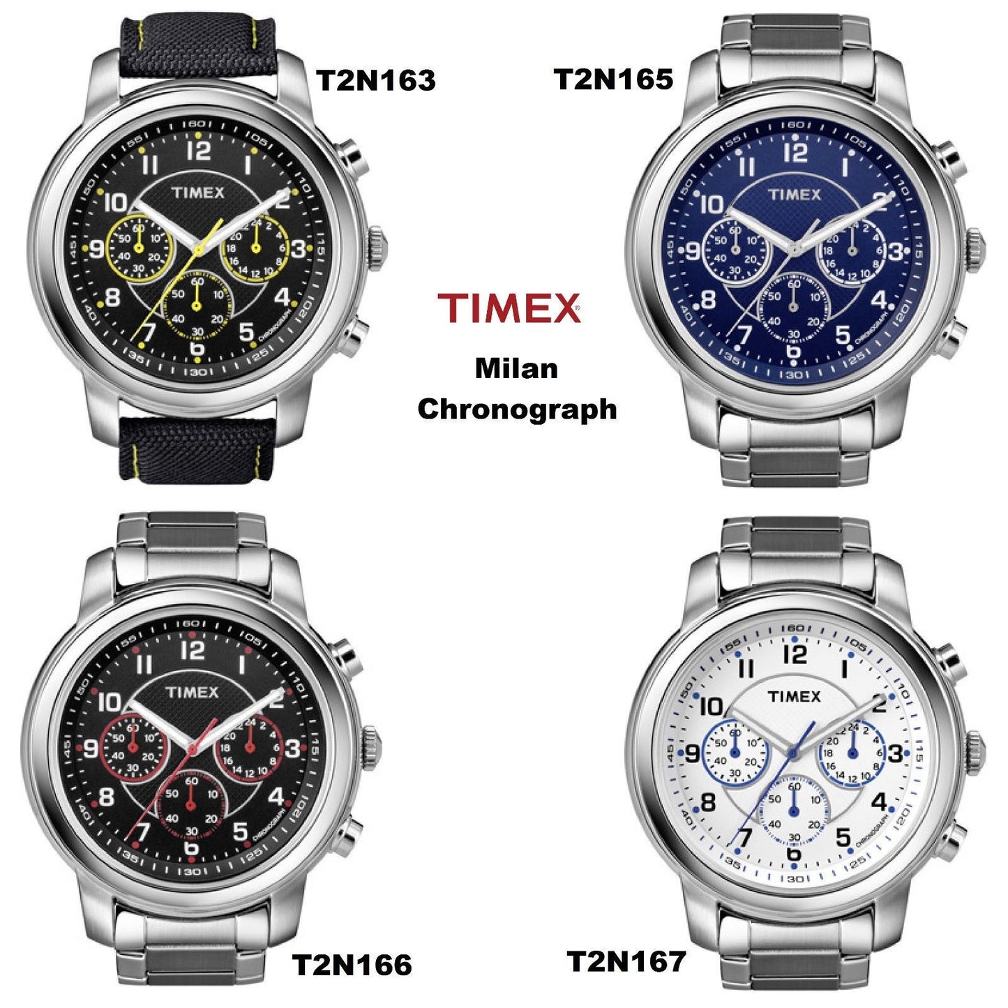 Timex Ersatzarmband T2N163 Milan Chronograph - passt zu T2N165 & T2N166 & T2N167